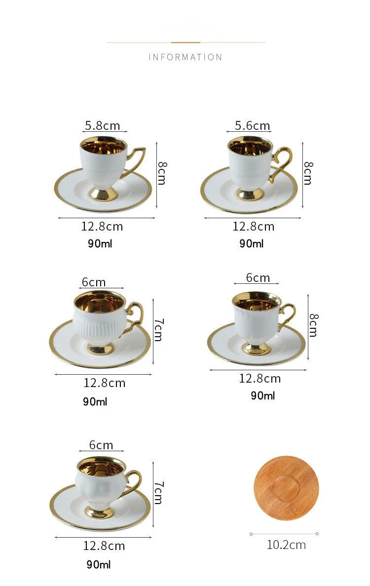 2pcs/set Turkish Coffee Cups Set Of 2 Ceramics Cup Of Coffee Creative Gifts Relief Teacup And Saucer Set Retro 90ml Gobelet.
