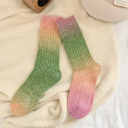 Winter Thick Warm Long Socks Gradient Wool Cashmere Kawaii Socks Women Thermal Floor Sleeping Socks New Year Gift Autumn 2024New.