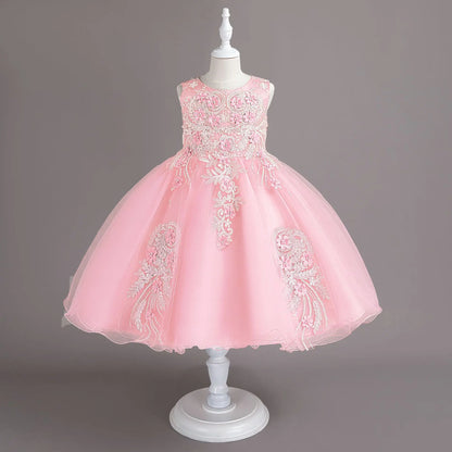 Neue Kinder kleid Spitze Blume Hochzeits kleid weibliche Klavier Performance Kleid Halloween Leistung kurze Mädchen Kleidung