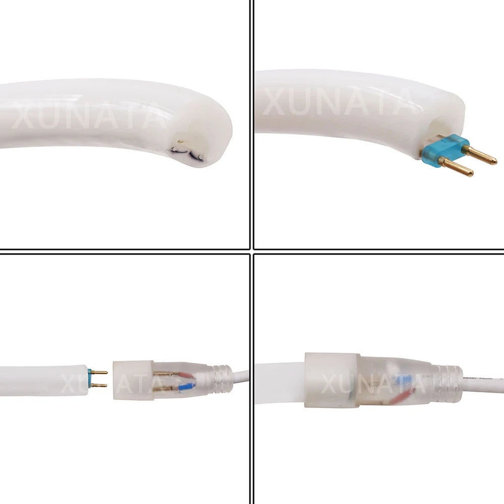 220V Neon LED Strip Light 360 Degree Round Tube Red/Green/Blue/Warm White Flexible Rope 120Leds/m Waterproof EU Plug Home Decor.