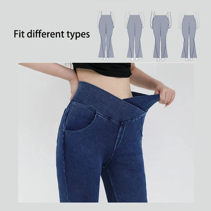 Casual Jeans Womens Activewear Women Bell Bottom Pants High Waist Yoga Flare Leggings 4 Way Stretch Denim Fitness Workout Sports.