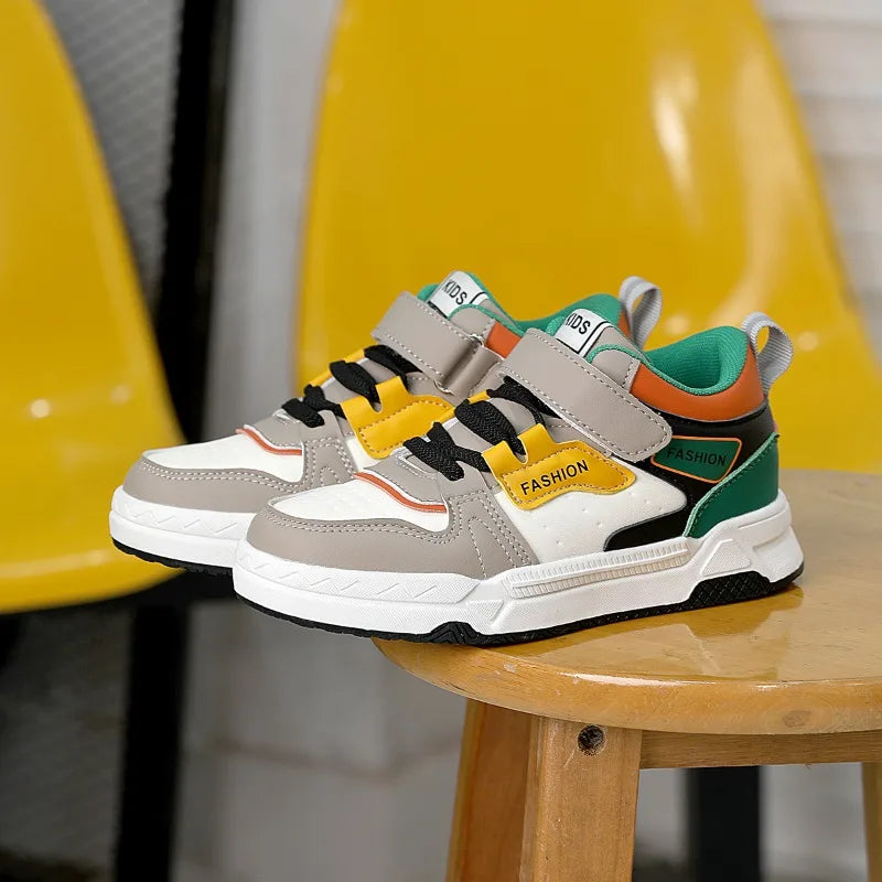 Autumn Children Sneaker Boys Sports Shoes Luxury Flat Sole PU Leather Kids Casual Skateboard Shoes Tennis Sneaker for Boy.