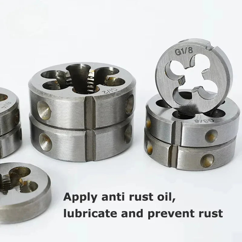 LOCO Rohrgewindeform, metrische runde Matrizen, G-Schneidwerkzeug für die rechte Hand, legierter Stahl, G1/16 G1/8 G1/4 G3/8 G1/2 G5/8 G3/4 G7/8 G1''