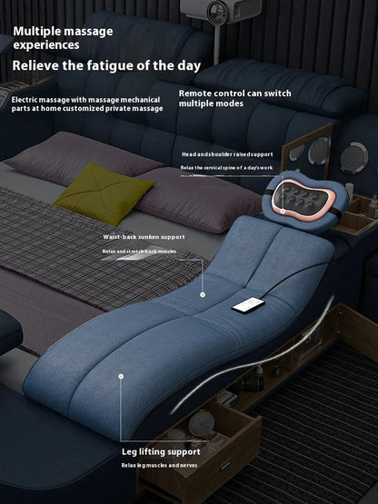 Nordic Smart Modulares Doppelbett Master Storage Luxus Designer Doppelbett Multifunktionale Leder Camas Ehe Möbel