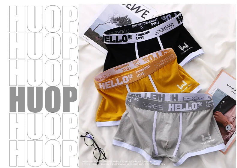 1/3PCS männer Boxer Baumwolle Shorts Höschen Weichen Brief Gürtel Atmungs Mode Sport Männer Boxer Mid-taille vier Ecke Hosen