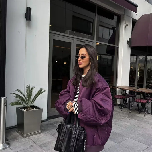 UNIZERA2023 Herbst und Winter Neue frauen Mode Stil Stehkragen Solide Lose Fit Flieger Jacke Baumwolle Mantel