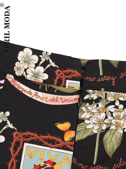 Cotton Y2K Summer Mini Skirts Women Harajuku Pencil Beach Streetwear Vintage Black Floral Print Short A Line Skirt Falda Corta.