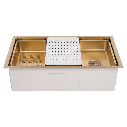 Gold 30 × 18 × 9 Inch 304 Stainless Steel Sink Undercarriage Kitchen Sink Stainless Steel Sink For Restaurants Dessert Shops Etc
