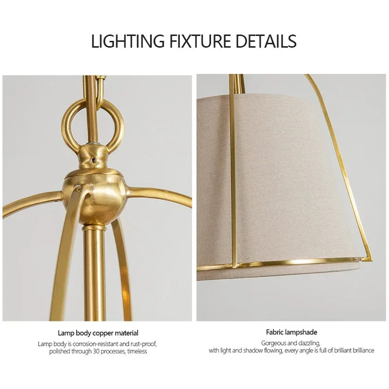 Winfordo Farmhouse Stoff-Kronleuchter zum Aufhängen, Stoff-Pendelleuchte für Schlafzimmer, Esszimmer, Küche, Insel, Heimdekoration.