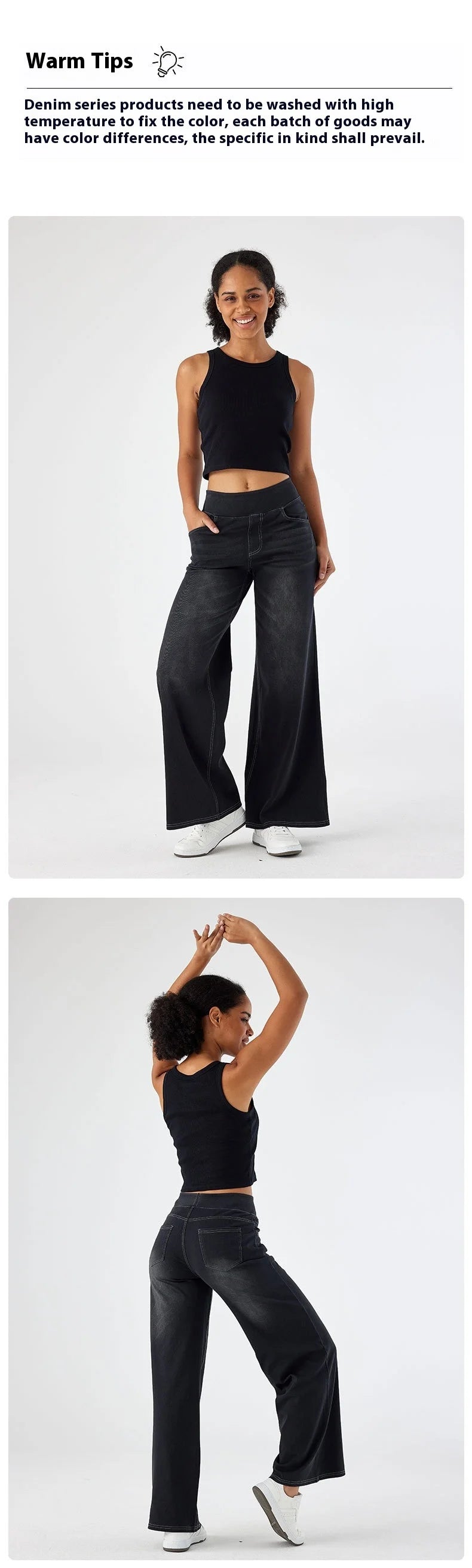 Women's New Large Size Denim Wide-Legged Trousers American High-Waisted Thin Straight Loose Casual Trousers Casual Jeans.