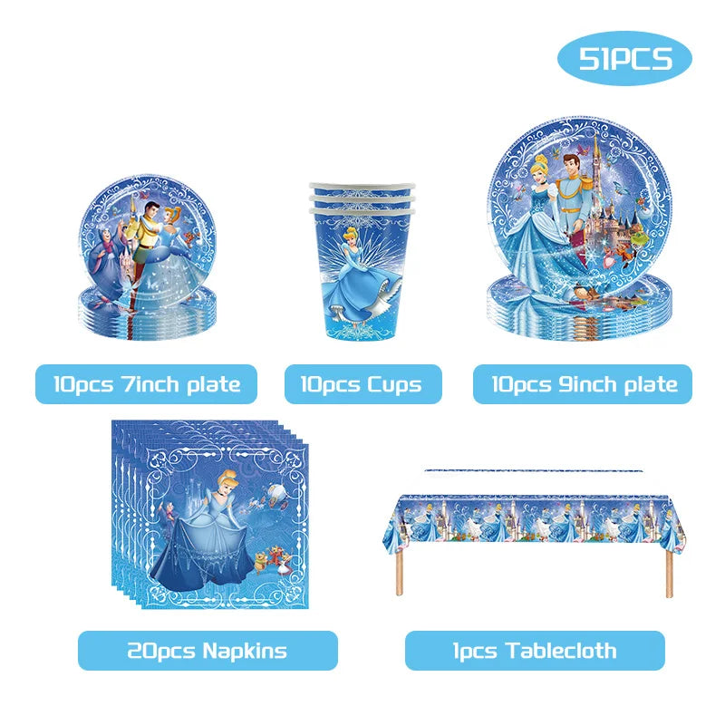 Disney Cinderella Geburtstag Dekoration Party Liefert Hintergrund Geschirr Set Luftballons Dekoration Party Gefälligkeiten Für Kinder Geburtstag.