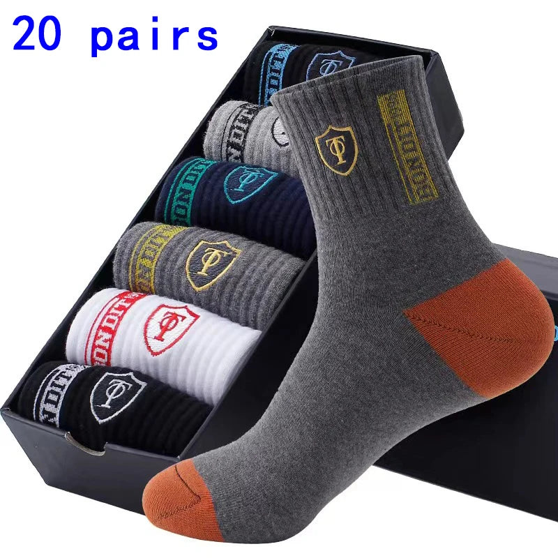 5 Pairs of Autumn and Winter MEN'S Sports Socks for Summer Leisure, Sweat Wicking, Lightweight and Breathable Basketball Socks.