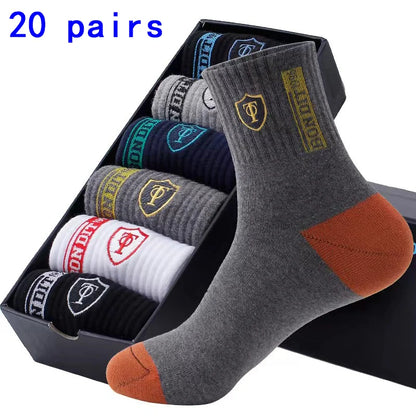 5 Pairs of Autumn and Winter MEN'S Sports Socks for Summer Leisure, Sweat Wicking, Lightweight and Breathable Basketball Socks.
