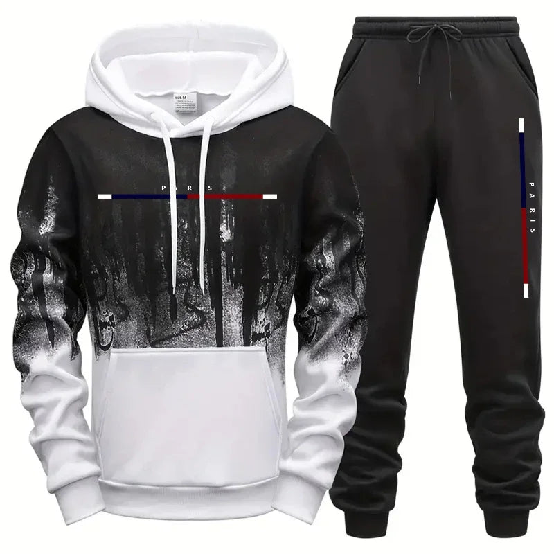 Paris Mode Herren Kapuzen-Trainingsanzug 2-teiliges Set Hochwertiger männlicher täglicher lässiger Sport-Jogginganzug Home Outdoor Hoodie Outftis.