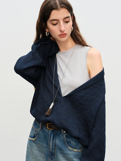 FSLE 【Premium-Serie】Herbst-Urlaub, lockeres Set, Oberteil, Hose für Damen, 2025, Neuankömmling, V-Ausschnitt, schickes, elegantes zweiteiliges Set, altes Geld