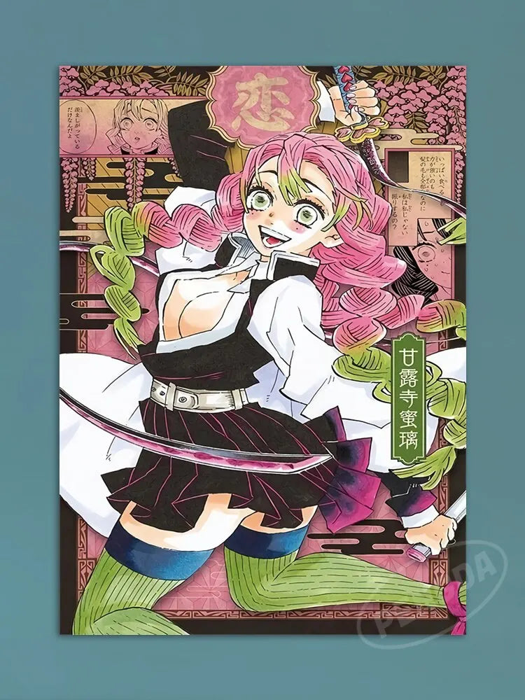 Modern Anime Canvas Wall Art  Demon Slayer Shinazugawa Sanemi Poster  Modular Home Decor for Living Room  Printed Painting.