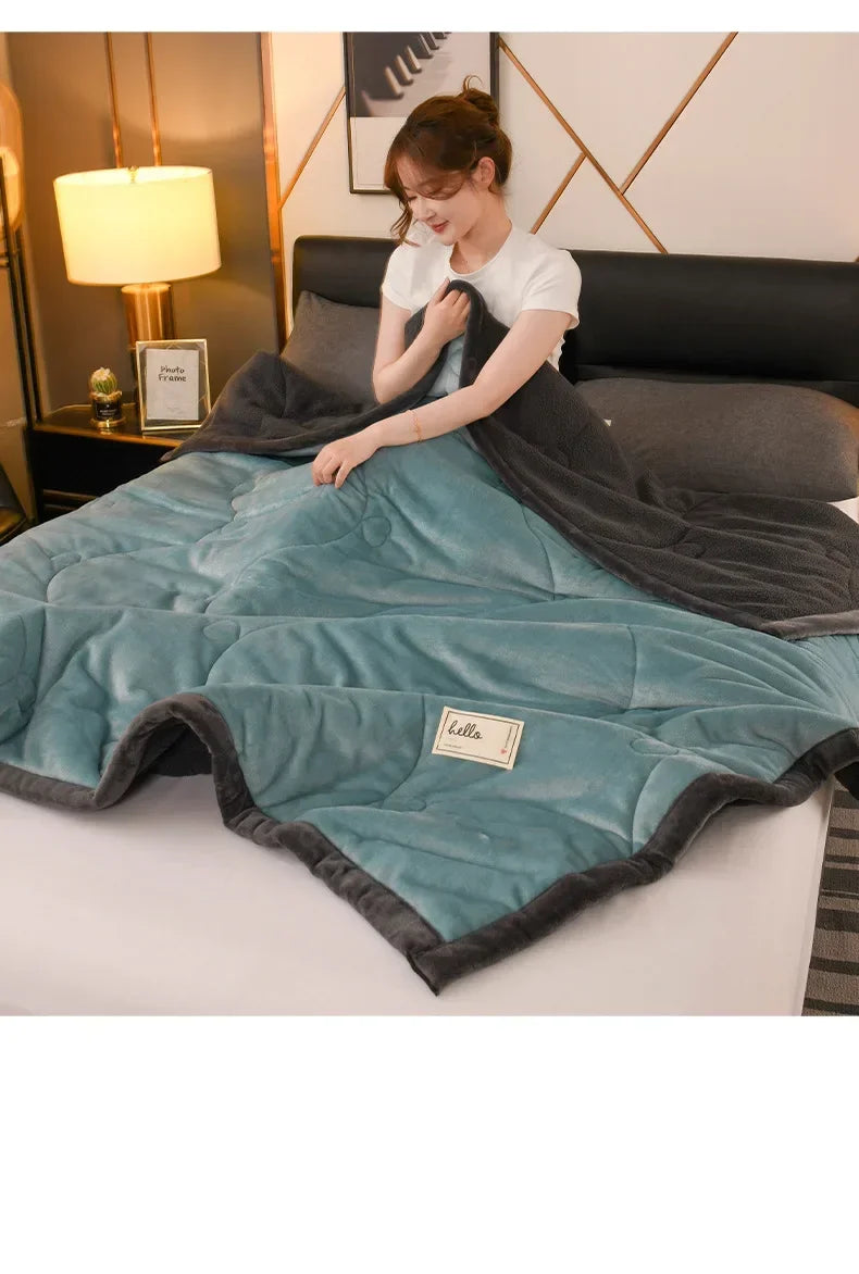 2025 NEW Winter Keep Warm Wool Throw Blanket for Sofa Winter Blanket King Size Home Warm Plaid Comforter Bedspread Bedding Sheet.