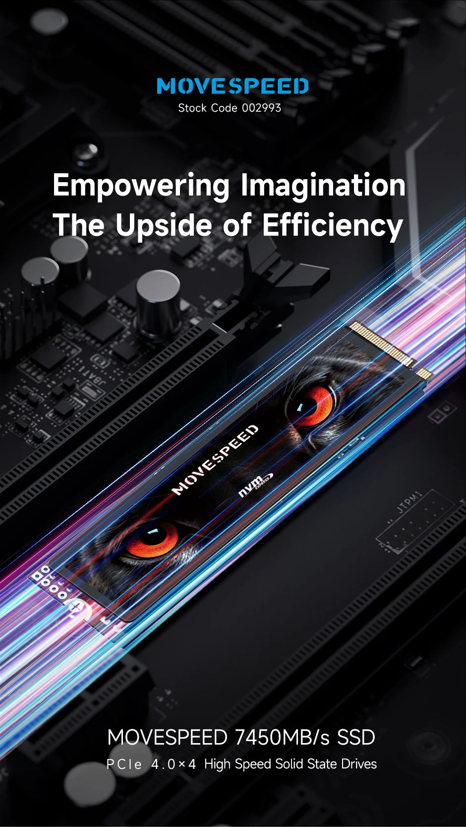 MOVESPEED 7450MB/s SSD NVMe M.2 2280 4TB 2TB 1TB Internal Solid State Hard Disk M2 PCIe 4.0x4 2280 SSD Drive for PS5 Laptop PC.