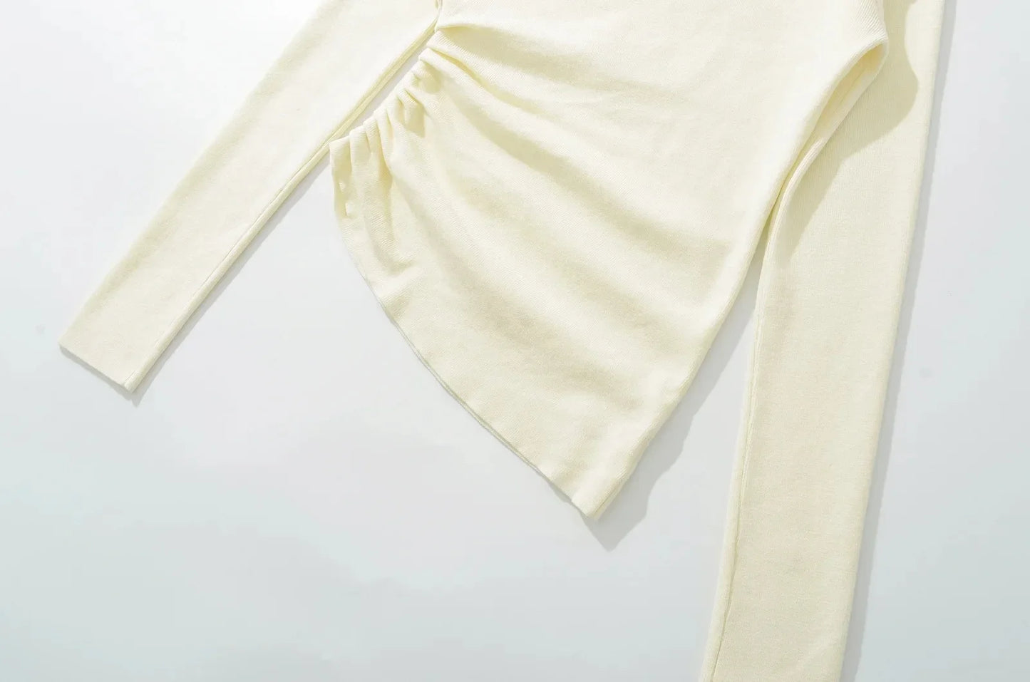 American Style One Shoulder Long Sleeve Women's T-shirt Autumn Pure Desire High-grade Slimming Personality Oblique Shoulder Base.