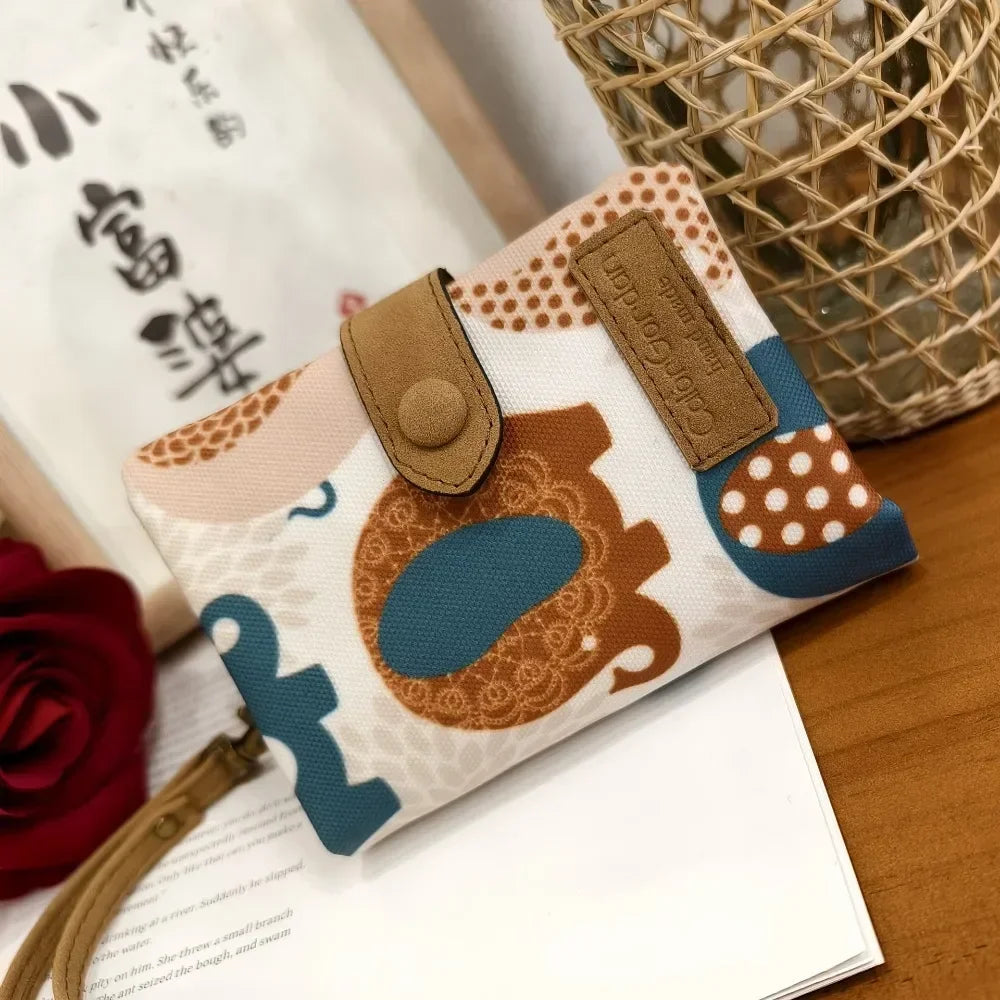 Women Cute Zipper Hasp Short Wallet PU Leather-Capacity Coin Purse Money Bag Frosted Printing ID Card Holder Girl Cute Clutch.