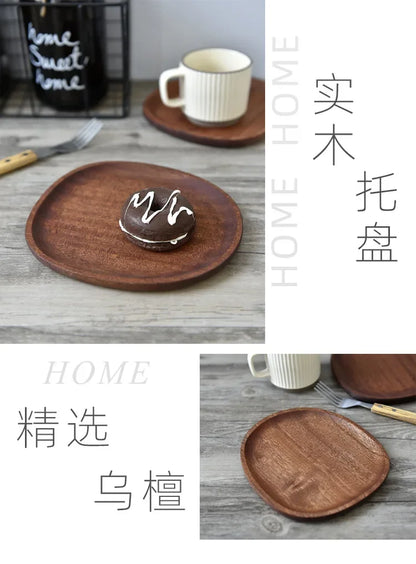 Solid Wood Serving Tray Oval Tea Tray Decorative Wood Plate Fruit Tray Vegetable Platter Home Bread Dessert Cake Plate Tableware.