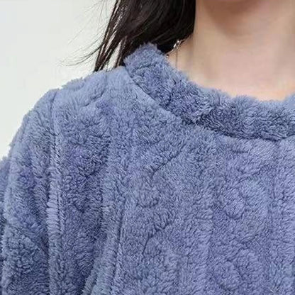 Winter-Pyjama-Set, stilvolles Winter-Pyjama-Set für Damen, warmer Plüsch, 2-teilige Nachtwäsche, bequeme Pullover-Hose für den Herbst