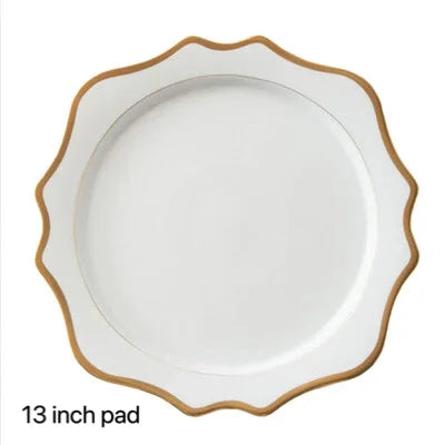 Multi Size Nordic Phnom Penh White Sun Flower Ceramic Plate Set Restaurant Wedding Household Bone China Western Steak Salad Dish