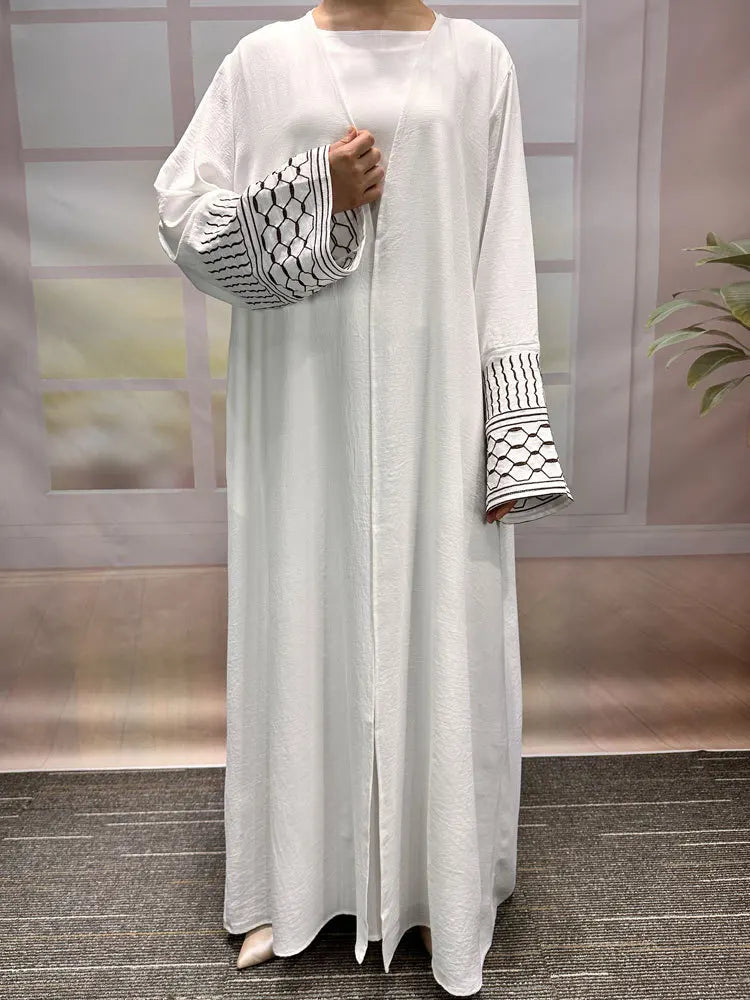 Embroidery Open Modest Kimono Abaya Dubai Luxury Islam Muslim Kaftan Modal Dress Arabic Abayas Women Kebaya Robe Femme Musulmane