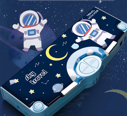 Mechanisches, verformbares, niedliches Federmäppchen mit Stifteinsatz, multifunktionaler Schlüsselschalter, Cartoon-Aufbewahrungsbox für Schule und Schreibwaren aus Kunststoff.