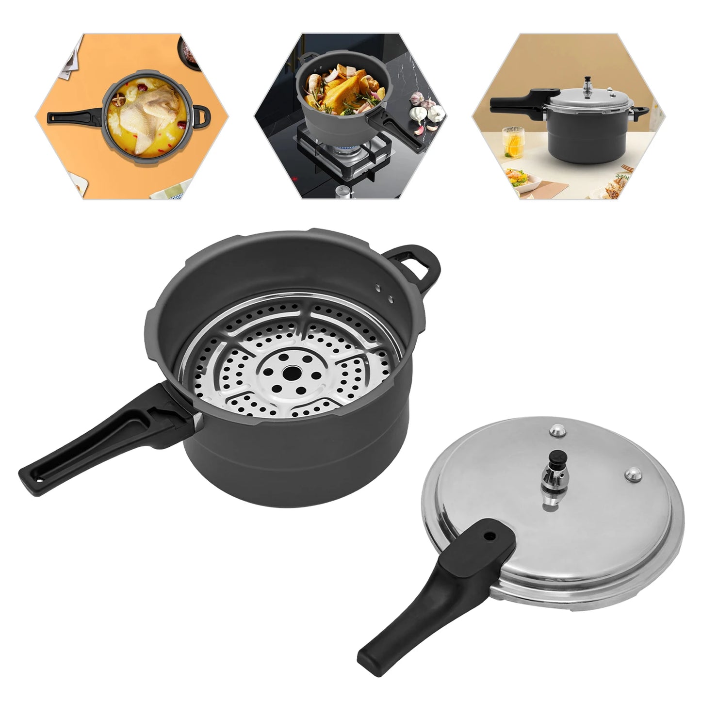 7L 24CM 80Kpa Ultra Wear-Resistant Medium Ratio Double Bottom Pressure Cooker Aluminum Alloy Pressure Cooker For Cooking Stewing.