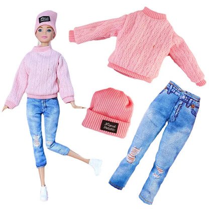 NEW 25 Style Doll Clothes Outfits Pink Winter Sweater Coat Dress Pant Costume Doll House Accessories Christmas Girls Gift.
