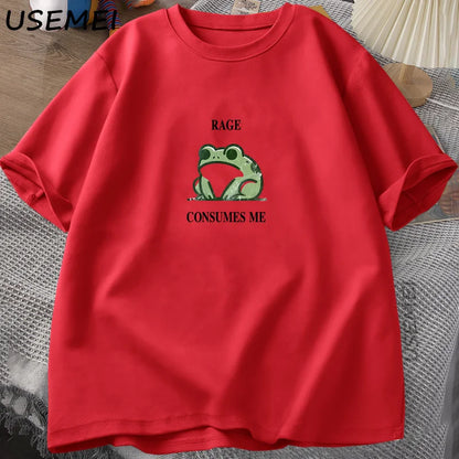 Rage Consumes Me Frog Vintage T Shirt Men Women Tee Nature Lover Silly Frog Retro T-Shirt Mens Clothing Cotton Short Sleeve Top.
