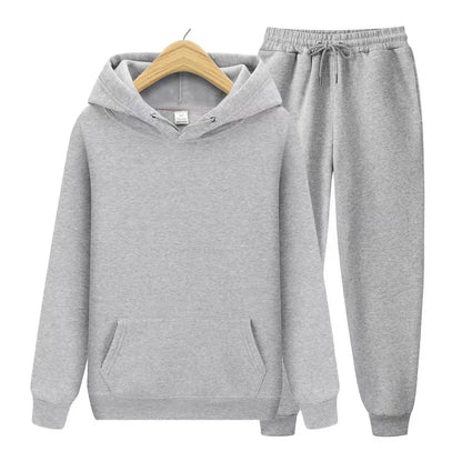 New Men Tracksuit Spring Autumn Two Pieces Sets Oversize Outfits Hooded Sweatshirts + Trouser Solid Sportswear Women Warm Suits.