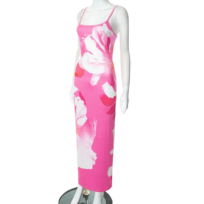 Gedruckt Spaghetti Hot Backless Maxi Kleid Frauen Mode Schlank Elegante Kontrast Patchwork Halter Kleider Herbst Lange DressZ