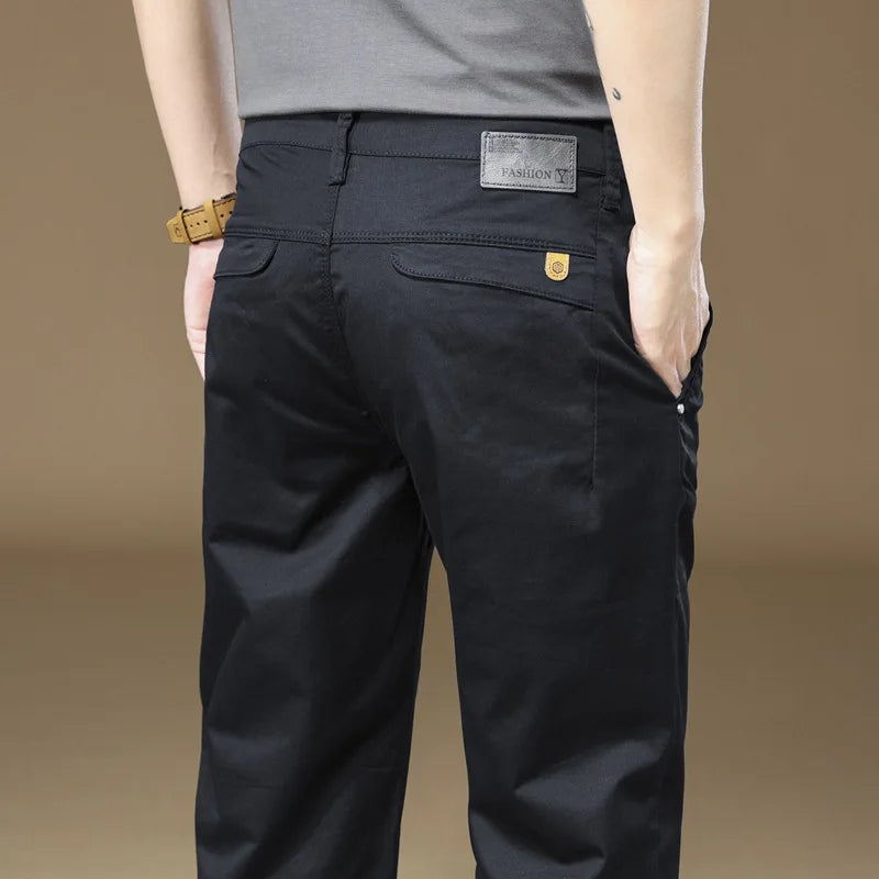 2024 Autumn New Men's Pants 97%Cotton Solid Color Work Wear Casual Pant Wide Korean Y2k Clothing Jogger Cargo Trousers Male