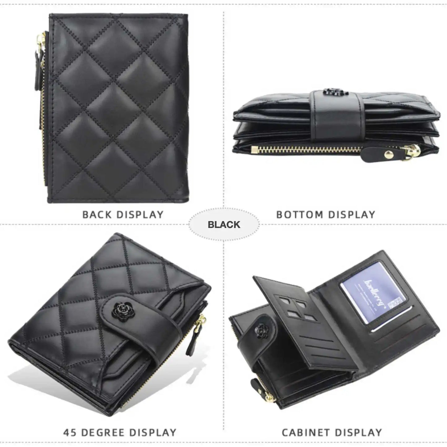 Argyle Multi-Card Trifold Zipper Coin Purse New Fashion Casual Women's Short Wallet Vertical Driver's License Buckle Card Holder.