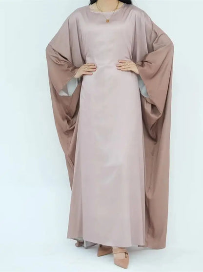 Gradient Color Shiny Batwing Satin Maxi Abaya Dubai Luxury 2024 Abayas For Women Muslim Kaftan Dress Islam Caftan Marocain Femme