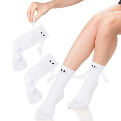 Funny Adult Socks Magnetic Hand in Hand Solid Color Cartoon Couple Socks Holiday Party Gifts for All Seasons.