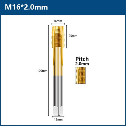 HSS Titanbeschichtung Gewindebohrer Bohrer M2 M2,5 M3 M3,5 M4 M5 M6 M8 M10 M12 Metrische gerade Nut Gewindebohrer Handwerkzeuge