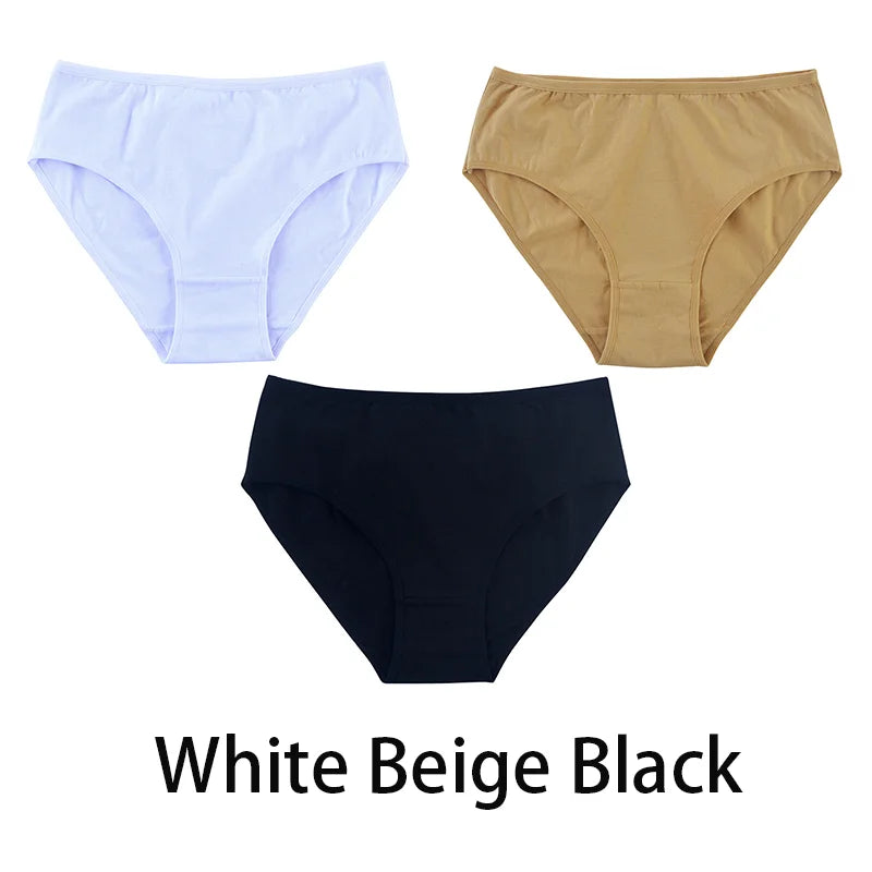 3PCS/Set Women Sexy Seamless Cotton Panties Big Size Underwear Female Underpants Girls 6 Solid Color Soft Briefs Lingerie 8815.