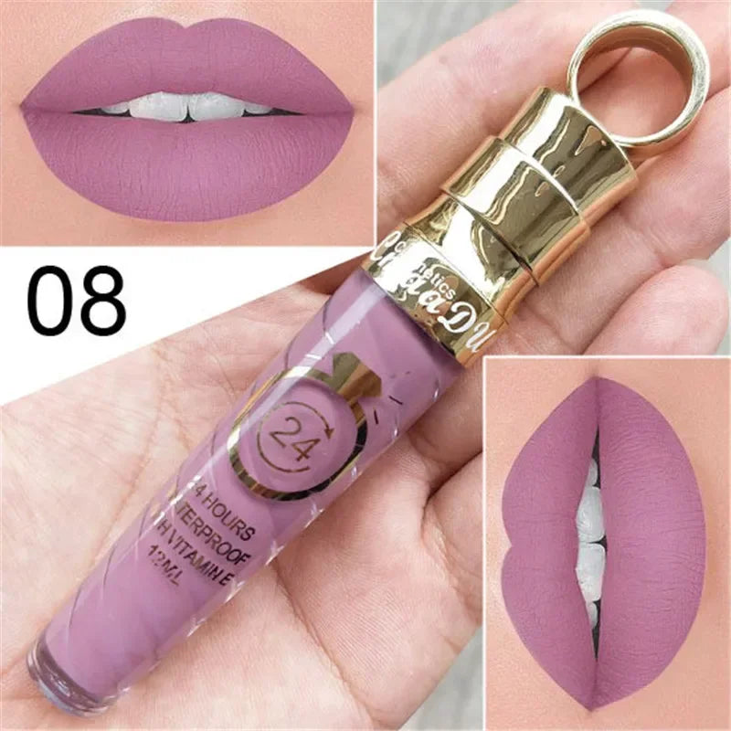 20 Colors Lipstick Waterproof Long Lasting Matte+Shimmer Mental Beauty Lip Gloss Nude Glitter Lip Gloss Beauty Sexy Lip Tint.
