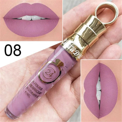 20 Colors Lipstick Waterproof Long Lasting Matte+Shimmer Mental Beauty Lip Gloss Nude Glitter Lip Gloss Beauty Sexy Lip Tint.