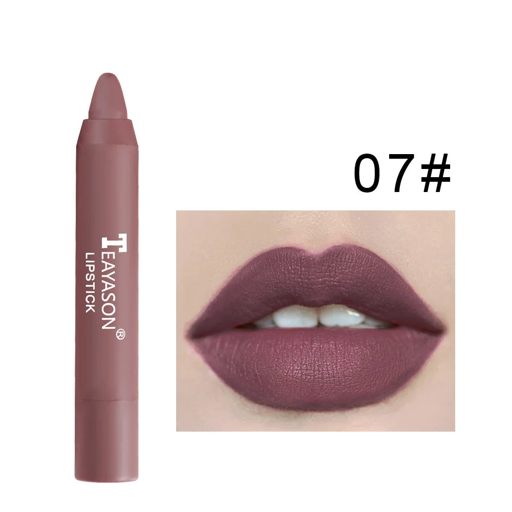 TEAYASON Nude Velvet Matte Lipstick Long Lasting Moisturizing Lip Crayon High Pigment Rotate Lipsticks Pen Woman Cosmetics.