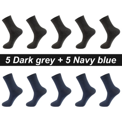 10Pairs/Lot Men Combed Cotton Socks Black Casual Business Breathable High Quality Man Sock New For Male Plus Size EU38-48