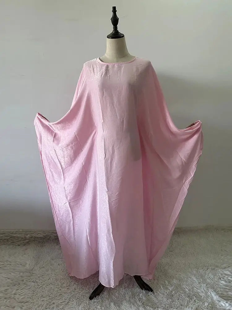 Ramadan Summer Batwing Sleeve Satin Butterfly Abaya Islam Muslim Maxi Dress Kebaya Women Kaftan Robe Musulmane Femme Vestidos