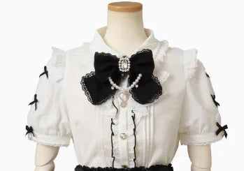 Rojita Stil Spitze Kragen Lolita Hemd Mode frauen Tops Sommer Nette Süße Bogen Schulter Slim Fit Kurzarm Blusen weibliche