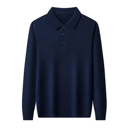 Luxury Men Cashmere Sweater 100% Merino Wool Buttoned Pullover Autumn Winter Polo Collar Knitwear Male Casual Warm Jumper Tops.