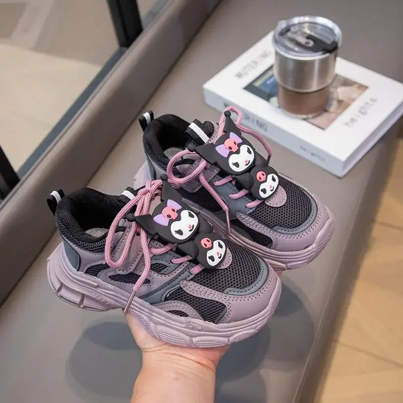 Kuromi Girl Shoe Spring Autumn Sanrios New Anime Figure Mesh Cloth Kawaii Cartoon Child Resistant To Dirt Sneakers Breathable.