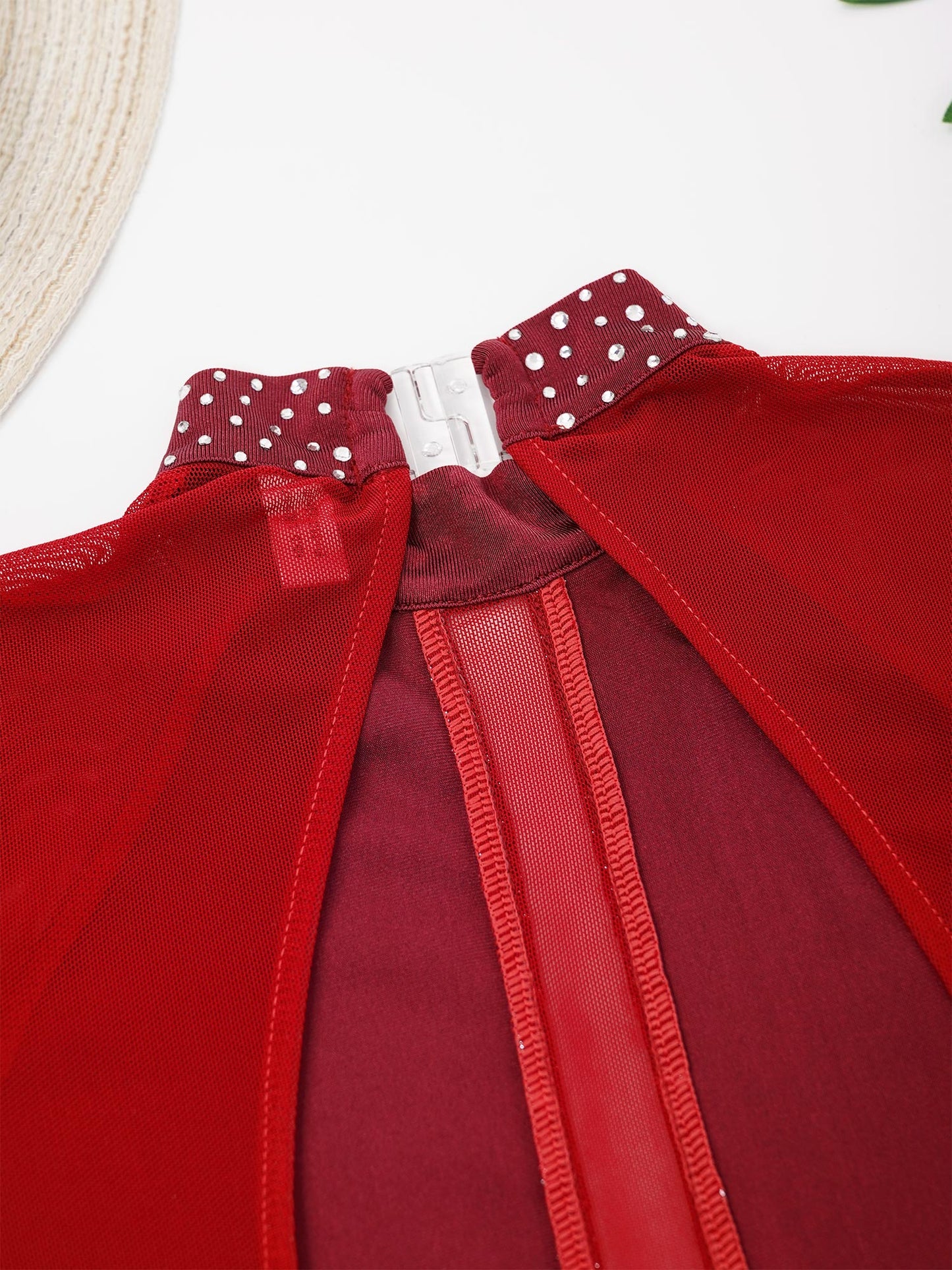 Kinder Mädchen Eiskunstlauf Kostüm Ballett lyrische Tanz gymnastik Trikot Kleid Langarm glänzend Mesh Performance Dance wear