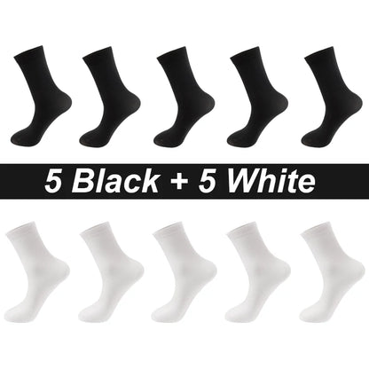 10Pairs/Lot Men Combed Cotton Socks Black Casual Business Breathable High Quality Man Sock New For Male Plus Size EU38-48